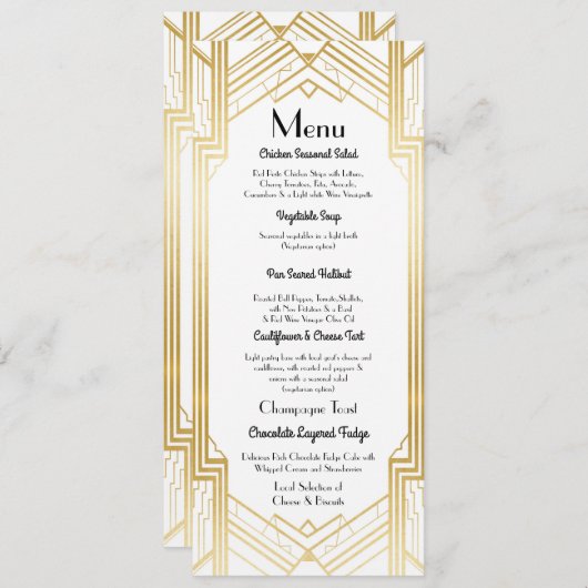 Gatsby Menu Huwelijksreceptie 1920's Art Deco (Voorkant / Achterkant)