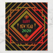 Gatsby Miami 1920's Happy Nieuwjaar Wijn Etiket (Enkel label)