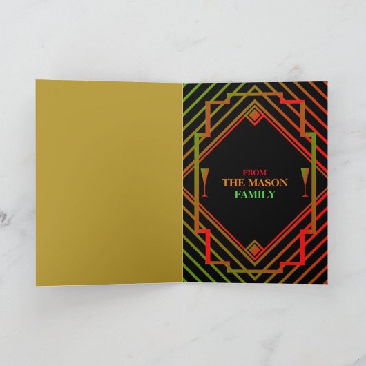 Gatsby Miami 1920's nieuwjaarsgroet Kaart (Binnen)