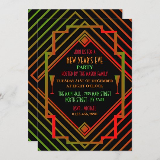 Gatsby Miami Nieuwjaar 1920 Kaart (Voorkant / Achterkant)