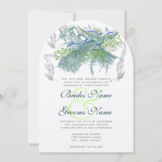 Gatsby Musical Peacock  Tortelduifjes Kaart (Voorkant)