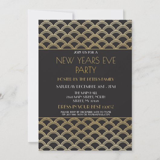 Gatsby New Years Eva Party Gold uit 1920 Kaart (Voorkant)