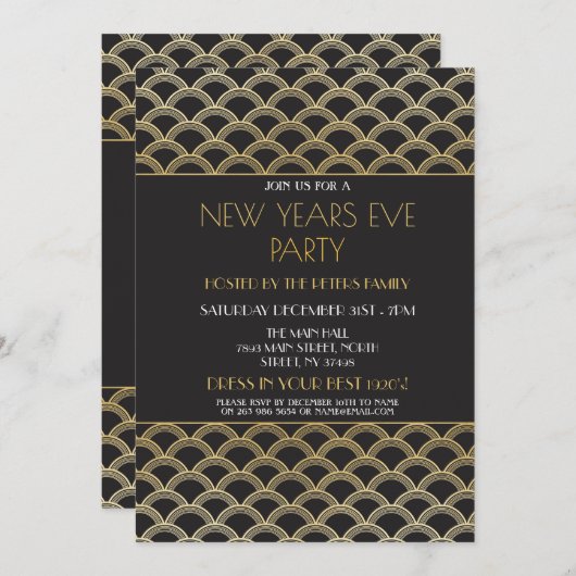 Gatsby New Years Eva Party Gold uit 1920 Kaart (Voorkant / Achterkant)