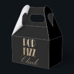 Gatsby party Gold en Black Pop Fizz Clink Bedankdoosjes<br><div class="desc">Faux Gold foil Pop Fizz Clink party voedt de Great Gatsby style New Year Eve party,  Art deco bruiloft party,  1920's over vrijgezellenfeest feestartikelen.</div>