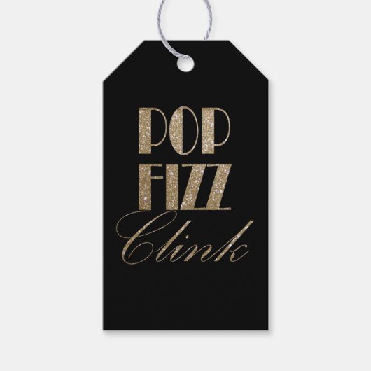 Gatsby party Gold en Black Pop Fizz Clink Cadeaulabel (Voorkant)