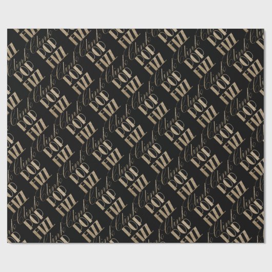 Gatsby party Gold en Black Pop Fizz Clink Cadeaupapier (Vlak)