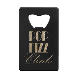Gatsby party Gold en Black Pop Fizz Clink Creditkaart Flessenopener