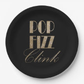 Gatsby party Gold en Black Pop Fizz Clink Papieren Bordje (Voorkant)