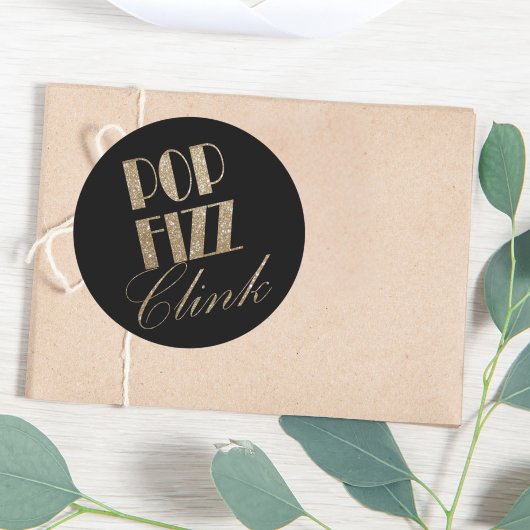 Gatsby party Gold en Black Pop Fizz Clink Ronde Sticker