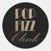 Gatsby party Gold en Black Pop Fizz Clink Ronde Sticker (Voorkant)