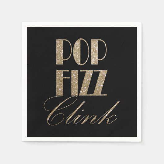 Gatsby party Gold en Black Pop Fizz Clink Servet (Voorkant)