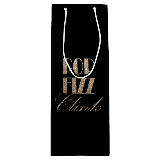 Gatsby party Gold en Black Pop Fizz Clink Wijn Cadeautas (Voorkant)