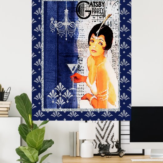 Gatsby Party Meisje Poster (Thuiskantoor)