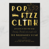 Gatsby Pop Fizz Clink Art Deco New Years Eve Black Kaart (Voorkant)
