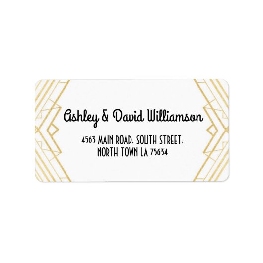 Gatsby Retouradres Art Deco Label Bruiloft (Voorkant)