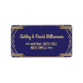 Gatsby Retouradres Label Art Deco Bruiloft Marine (Voorkant)