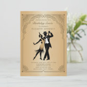 Gatsby Roaring 1920 Deco Gold Flapper Verjaardag Kaart (Staand voorkant)