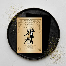 Gatsby Roaring 1920 Deco Gold Flapper Verjaardag Kaart