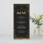 Gatsby Roaring 20s Art Deco Menu Kaart (Staand voorkant)