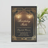 Gatsby Roaring 20s Deco kroonluchters Glow Verjaar Kaart (Staand voorkant)