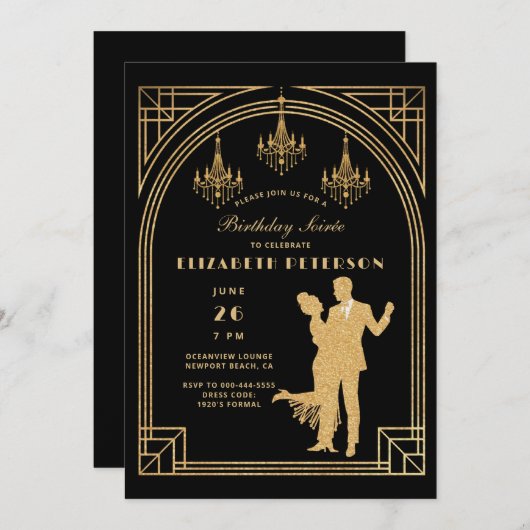 Gatsby Roaring 20s Deco kroonluchters Lijst Verjaa Kaart (Voorkant / Achterkant)