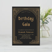 Gatsby Roaring 20s Elegante Gouden Deco Boog Verja Kaart (Staand voorkant)