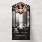 Gatsby roaring twenties 1920 Flapper feestdiner All In One Uitnodiging (Binnen)