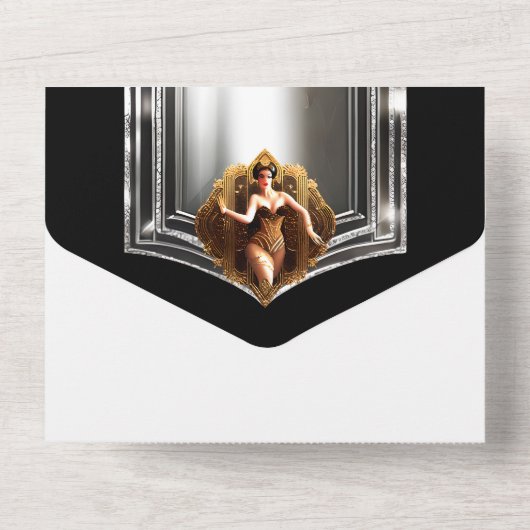 Gatsby roaring twenties 1920 Flapper feestdiner All In One Uitnodiging (Achterkant)