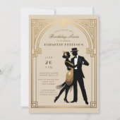 Gatsby Roaring Twenties Art Deco Beige Verjaardag Kaart (Voorkant)