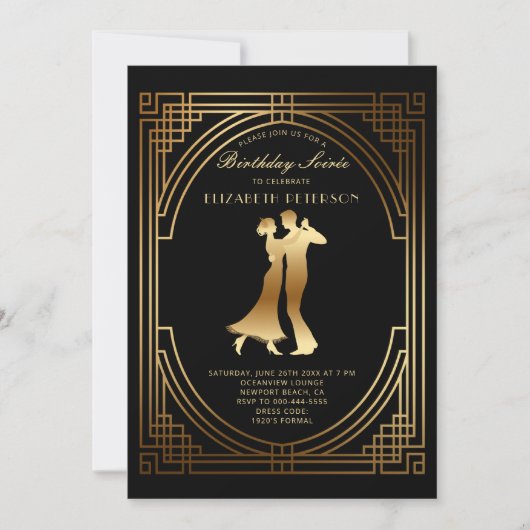 Gatsby Roaring Twenties Art Deco Flapper Verjaarda Kaart (Voorkant)