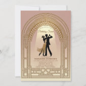 Gatsby Roaring Twenties Deco Arch Roze Verjaardag Kaart (Voorkant)