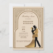 Gatsby Roaring Twenties Deco Boog Beige Verjaardag Kaart (Voorkant)