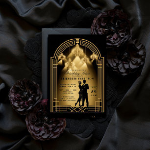 Gatsby Roaring Twenties Deco kroonluchters Verjaar Kaart