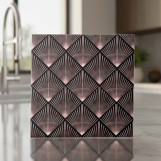Gatsby Rose Gold Art Deco Fan Pattern ID1188 Tegeltje