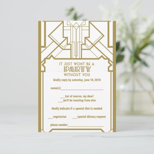 Gatsby RSVP 1920 Kaartje (Staand voorkant)