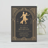 Gatsby Speakeasy Roaring 20 Flapper Dance Verjaard Kaart (Staand voorkant)