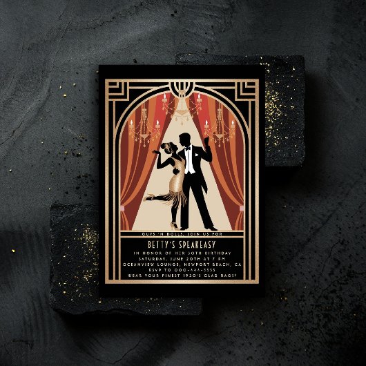 Gatsby Speakeasy Roaring 20s Deco Dance Verjaardag Kaart