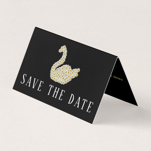 Gatsby Style Floral Swan, foto slaat de datumkaart Visitekaartje (Voorkant)