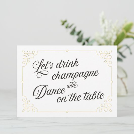 Gatsby Style Gold Bachelorette Party Kaart (Staand voorkant)