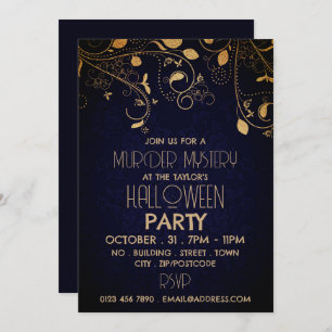 Gatsby Style, moordmysterie Halloweenfeest Kaart
