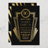 Gatsby Sweet 16 Verjaardagsfeest Art Deco 1920s Go Kaart (Voorkant / Achterkant)