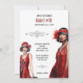 Gatsby thema rode zwarte flapper meisjes melanine kaart (Voorkant)