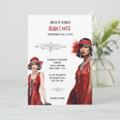 Gatsby thema rode zwarte flapper meisjes melanine kaart (Staand voorkant)