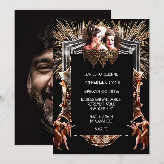 Gatsby vuurwerk flapper meisjes viering chic kaart (Voorkant / Achterkant)