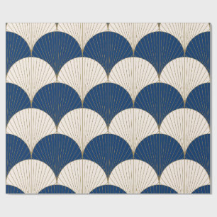 Gatsby-waaier Navyblauw gouden Art Deco geometri Cadeaupapier