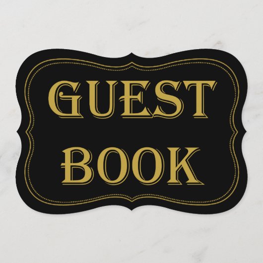 Gatsby Wedding Guest Book Sign van Black & Gold 19 Kaart (Achterkant)