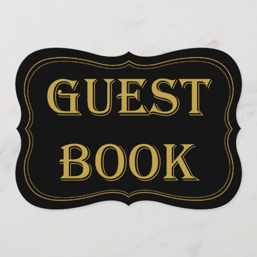 Gatsby Wedding Guest Book Sign van Black & Gold 19 Kaart (Voorkant)