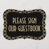 Gatsby Wedding Guestbook Sign van Black & Gold 192 Kaart (Voorkant)