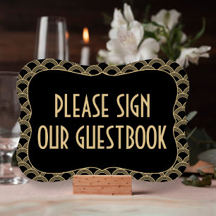Gatsby Wedding Guestbook Sign van Black & Gold 192 Kaart