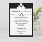 Gatsby Wedding-uitnodiging Zwart-wit Kaart (Staand voorkant)